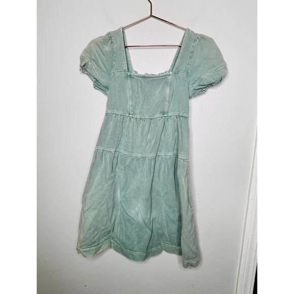 LOUNA Green Denim Empire Waist Babydoll Style Mini Dress Size Extra Small - Picture 3 of 13